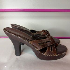 MIA Brown Leather Y2K heel Sandals Sz 8.5 Womens